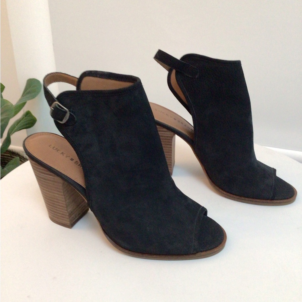 Lucky brand unbuckle black block heeled shoes